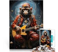 Rompecabezas de 1000 Piezas para Adolescentes Guitarrista Mono Guitarra Difícil Difícil Decoración de Pared cumpleaños y Navidad 75x50cm