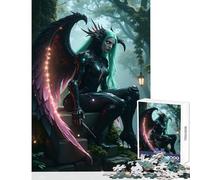 Rompecabezas de 1000 Piezas para Adolescentes Hada Oscura alada en el Bosque Juguete para decoración de Pared Regalos de cumpleaños Juego de ingenio descompresión Intelectual tamaño 38x26cm