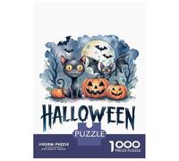 Rompecabezas De 1000 Piezas para Adolescentes Halloween Cats & Pumpkins Rompecabezas para Adolescentes Juguetes Antiestrés Difícil Gran Regalo para Jugar 38x26cm/1000pcs