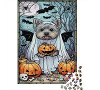 Rompecabezas De 1000 Piezas para Adolescentes Halloween Ghost Dog Art Print Rompecabezas para Adolescentes Juguetes Antiestrés Difícil Gran Regalo para Jugar 38x26cm/1000pcs