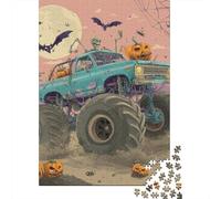 Rompecabezas De 1000 Piezas para Adolescentes Halloween Monster Truck Decorations Rompecabezas para Adolescentes Juegos Relajantes Decoración Juego Desafiante Regalos 52x38cm/1000pcs