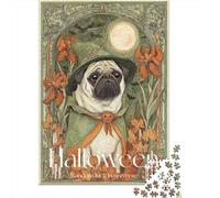 Rompecabezas De 1000 Piezas para Adolescentes Halloween Pug Art Print Rompecabezas para Adolescentes Juego Práctico para Mejorar La Memoria Regalos Y Cumpleaños Únicos 70x50cm/1000pcs