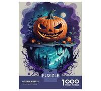 Rompecabezas De 1000 Piezas para Adolescentes Halloween Pumpkin & Castle Rompecabezas para Adultos Juego Familiar Desafío Difícil 38x26cm/1000pcs