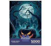 Rompecabezas De 1000 Piezas para Adolescentes Halloween Pumpkin with Ghosts and Moon Rompecabezas para Adolescentes Juegos Relajantes Difícil Regalos para Amigos Y Familiares 38x26cm/1000pcs