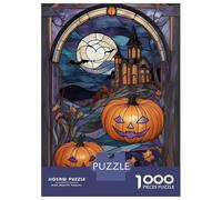 Rompecabezas De 1000 Piezas para Adolescentes Halloween Stained Glass Rompecabezas para Adultos Juegos Relajantes Mejora La Memoria Ayuda A Ejercitar El Cerebro 70x50cm/1000pcs