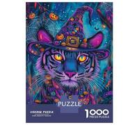 Rompecabezas De 1000 Piezas para Adolescentes Halloween Tiger Magic-1 Rompecabezas para Adultos Juegos Relajantes Mejora La Memoria Ayuda A Ejercitar El Cerebro 70x50cm/1000pcs