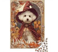 Rompecabezas De 1000 Piezas para Adolescentes Halloween Witch Dog Art Print-1 Rompecabezas para Adultos Juguetes DIY para La Diversión Familiar para Cumpleaños, Navidad 70x50cm/1000pcs