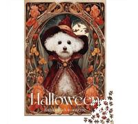Rompecabezas De 1000 Piezas para Adolescentes Halloween Witch Dog Art Print-2 Rompecabezas para Adultos Juego Práctico Montaje De Patrones Diversión En Casa Actividades, 70x50cm/1000pcs