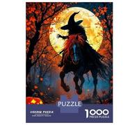 Rompecabezas De 1000 Piezas para Adolescentes Halloween Witch on Horse-2 Rompecabezas para Adolescentes Juguetes Antiestrés Regalo De Cumpleaños para Cumpleaños, Navidad 52x38cm/1000pcs
