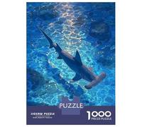 Rompecabezas De 1000 Piezas para Adolescentes Hammerhead Shark in Clear Blue Water Rompecabezas para Adultos Juegos De Relajación Desafío Difícil Desafío Educativo 70x50cm/1000pcs