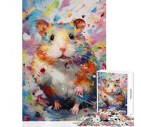 Rompecabezas de 1000 Piezas para Adolescentes hámster Caminando en Pintura decoración del hogar Juguetes Regalo de cumpleaños Juego práctico interacción Entre Padres e Hijos tamaño 38x52cm