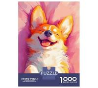 Rompecabezas De 1000 Piezas para Adolescentes Happy Corgi Painting Rompecabezas para Adultos Juegos Relajantes Regalos para Mujeres Interacción Entre Padres E Hijos 38x26cm/1000pcs