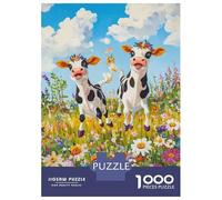 Rompecabezas De 1000 Piezas para Adolescentes Happy Cows in A Meadow Rompecabezas para Adultos Juegos Divertidos Decoración Cumpleaños, Navidad 52x38cm/1000pcs