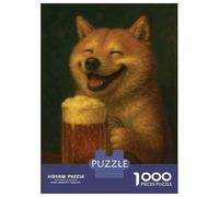 Rompecabezas De 1000 Piezas para Adolescentes Happy Shiba with Beer Rompecabezas para Adultos Juguetes De Bricolaje Difícil Difícil Diversión En El Hogar Actividades, 70x50cm/1000pcs