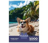 Rompecabezas De 1000 Piezas para Adolescentes Happy Welsh Corgi Beach Rompecabezas para Adultos Juegos Divertidos Decoración Cumpleaños, Navidad 70x50cm/1000pcs