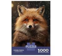 Rompecabezas De 1000 Piezas para Adolescentes Happy Winter Smiling Fox Rompecabezas para Adolescentes Juguetes Antiestrés Patrón De Ensamblaje Desafío Educativo 38x26cm/1000pcs