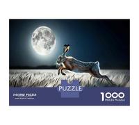 Rompecabezas De 1000 Piezas para Adolescentes Hare Moon Night Wildlife Rompecabezas para Adultos Juguete Decoración De Pared Patrón De Montaje Gran Regalo para Jugar 52x38cm/1000pcs