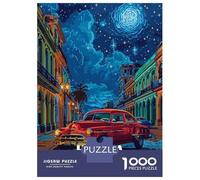 Rompecabezas De 1000 Piezas para Adolescentes Havana, Cuba Classic Car at Night Rompecabezas para Adultos Juegos Relajantes Decoración De Pared 38x26cm/1000pcs