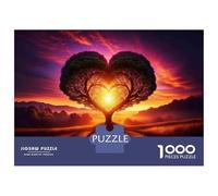 Rompecabezas De 1000 Piezas para Adolescentes Heart-Shaped Tree Sunset Rompecabezas para Adultos Juguete Decoración De Pared Decoración Perfecta Regalos Y Cumpleaños Únicos 38x26cm/1000pcs