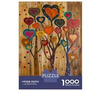 Rompecabezas De 1000 Piezas para Adolescentes Heart Trees Wooden Wall Art Rompecabezas para Adultos Juegos Relajantes Regalos para Mujeres 38x26cm/1000pcs