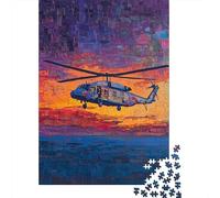 Rompecabezas De 1000 Piezas para Adolescentes Helicopter Sunset Flight Art Print Rompecabezas para Adultos Juguete Decoración De Pared Mejora La Memoria Desafío Educativo 38x26cm/1000pcs