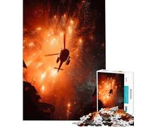 Rompecabezas de 1000 Piezas para Adolescentes Helicóptero en un espectáculo de Fuegos Artificiales Juguete Intelectual y práctico para aliviar el estrés Un Gran Regalo para los Amantes de los Juegos