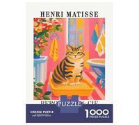 Rompecabezas De 1000 Piezas para Adolescentes Henri Matisse Cat Art Print Rompecabezas De Juguete para Decoración De Pared Desafío Difícil Regalo De Cumpleaños, Regalos, 52x38cm/1000pcs