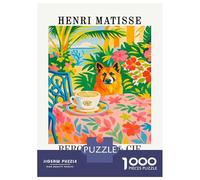 Rompecabezas De 1000 Piezas para Adolescentes Henri Matisse Dog and Coffee Painting Rompecabezas para Adolescentes Juego Familiar Mejora La Memoria Cumpleaños Y Navidad 38x26cm/1000p