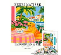Rompecabezas de 1000 Piezas para Adolescentes Henri Matisse Perro Café Pintura Actividades Divertidas para Aprender en casa Juego Educativo Familiar para Mayores de 14 años 38x52cm