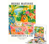 Rompecabezas de 1000 Piezas para Adolescentes Henri Matisse Perro y café Pintura Juguete Educativo Grandes Regalos y Juguetes Juegos relajantes Actividades Divertidas en casa Tamaño 38x26cm