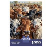 Rompecabezas De 1000 Piezas para Adolescentes Herd of Zebu Cows in A Field Rompecabezas para Adultos Juegos Relajantes Decoración De Pared 52x38cm/1000pcs
