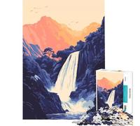 Rompecabezas de 1000 Piezas para Adolescentes Hermosa Cascada Hawaiana Naturaleza Zen ilustración Minimalista Arte Juego práctico Juguetes educativos Regalos para Mujeres Divertidos y con Humor