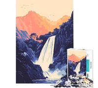 Rompecabezas de 1000 Piezas para Adolescentes Hermosa Cascada Hawaiana Naturaleza Zen Ilustración Minimalista Arte Juego de ingenio para Juegos educativos Desafío Juguetes Ideas Aprendizaje Educativo