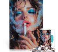 Rompecabezas de 1000 Piezas para Adolescentes Hermosa Mujer fumando Juegos educativos Juguetes de Bricolaje Buen Regalo 52x38cm