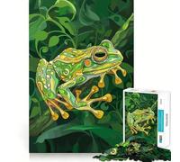 Rompecabezas de 1000 Piezas para Adolescentes Hermosa Rana Verde,diseño artístico,articulaciones Suaves,diversión cognitiva,Juego Casual,Tiempo Libre,Regalo Festivo (38x26cm)