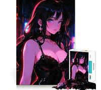 Rompecabezas de 1000 Piezas para Adolescentes Hermosa Waifu en Neon City Diversión fluida y Estimulante Juego Casual Regalo Ideal para el Tiempo Libre (38x26cm)