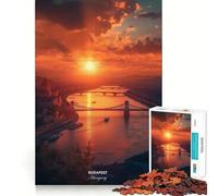 Rompecabezas de 1000 Piezas para Adolescentes Hermoso Atardecer en Budapest,Hungría Decoración de Corte preciso Juguete para ejercitar la Mente Juego de Paz Regalo Divertido de Navidad (50x75cm)
