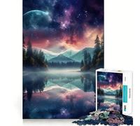 Rompecabezas de 1000 Piezas para Adolescentes Hermoso Cielo Nocturno,Corte preciso,Rompecabezas de lógica,Juego para Pasar el Tiempo, Tranquilo (38x52cm)