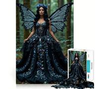 Rompecabezas de 1000 Piezas para Adolescentes,Hermoso diseño de Hadas Negras,Arte de Bordes precisos,resolución de Problemas,Juego Divertido y Acogedor,exhibición de Arte navideño (38x52cm)