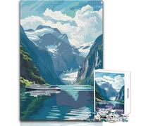 Rompecabezas de 1000 Piezas para Adolescentes, Hermoso Paisaje de fiordo, Juego de desafío único, Pero Divertido y Divertido, Obra de Arte, Regalo, tamaño 38x52cm
