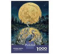 Rompecabezas De 1000 Piezas para Adolescentes Herons and Crystals Under The Full Moon Rompecabezas para Adultos Juegos Relajantes Decoración del Hogar Actividades Divertidas En Casa 52x38cm/1000pcs