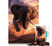 Rompecabezas de 1000 Piezas para Adolescentes Híbrido de Guepardo y Elefante,Corte preciso,Manualidades,Ejercicio Mental,diversión,Tiempo de Relax,Juego,Actividad de cumpleaños (38x52cm)