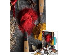 Rompecabezas de 1000 Piezas para Adolescentes Hierbas y Especias en cucharas Rompecabezas para Adultos Juegos relajantes Decoración Perfecta cumpleaños y Navidad (Tamaño 38x26cm)
