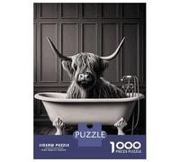 Rompecabezas De 1000 Piezas para Adolescentes Highland Cow in Bathtub Rompecabezas para Adultos Juegos Relajantes Vacaciones En Casa Matar El Tiempo 70x50cm/1000pcs
