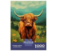 Rompecabezas De 1000 Piezas para Adolescentes Highland Cow in Meadow Rompecabezas para Adultos Juguete Decoración De Pared Decoración De Pared Juego Desafiante Regalos 70x50cm/1000pcs