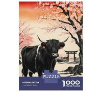 Rompecabezas De 1000 Piezas para Adolescentes Highland Cow Japan Rompecabezas para Adolescentes Juguetes Antiestrés Patrón De Ensamblaje Desafío Educativo 70x50cm/1000pcs