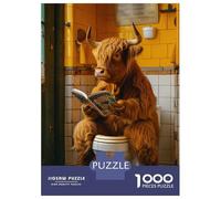 Rompecabezas De 1000 Piezas para Adolescentes Highland Cow on The Toilet Rompecabezas Juegos Relajantes Decoración De Pared Regalos para Amigos Y Familiares 70x50cm/1000pcs