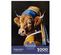 Rompecabezas De 1000 Piezas para Adolescentes Highland Cow Pearl Earring Rompecabezas para Adultos Juego De Ingenio Decoración Ayuda A Ejercitar El Cerebro 52x38cm/1000pcs