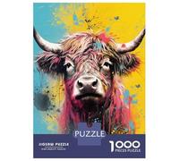 Rompecabezas De 1000 Piezas para Adolescentes Highlander Cow Pop Art Rompecabezas para Adolescentes Juguetes Antiestrés Difícil Gran Regalo para Jugar 52x38cm/1000pcs