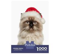 Rompecabezas De 1000 Piezas para Adolescentes Himalayan Cat with Santa Hat Portrait Rompecabezas para Adultos Juguetes Antiestrés Análisis Y Lógica Cumpleaños Y Navidad 52x38cm/1000p